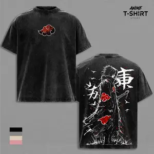 Retro Heavy Limited Sasuke - Naruto Anime Double Printed Vintage  Washed Tee Unisex Oversize Anime Manga Washed Heavyweight Cotton T-shirt, Gift For Anime Fan, Anime Lover