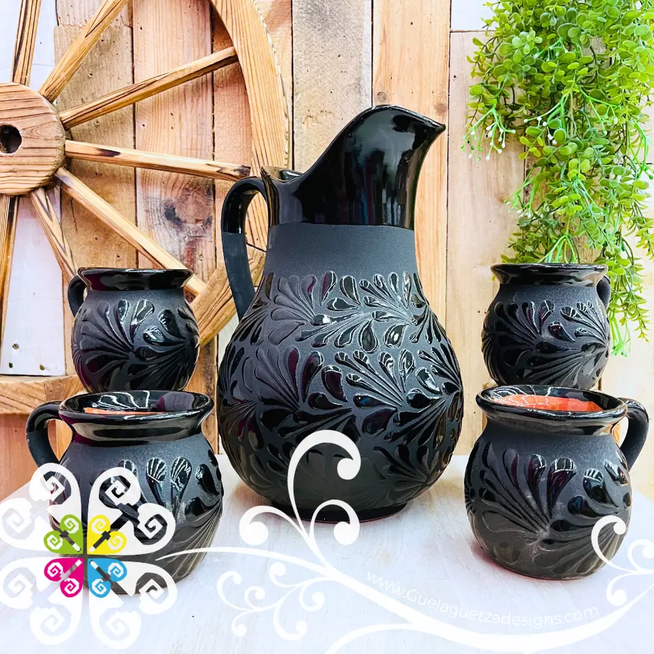 Black Espiga Pato Pitcher Set - 4 Mugs