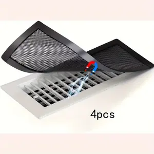 4pcs Magnetic Vent Covers for Home Use - 4x10 Inch PVC Mesh Grille, Dust & Debris Prevention, Pest Control, Ideal for Ceiling & Floor Vents