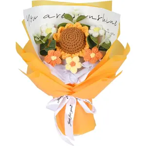 Crochet Flower Bouquet Crochet  Gifts for Women  Ideal for Mom Wife   Girlfriend Suitable for Anniversary Graduation Wedding  Decor