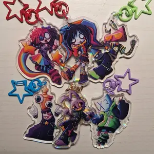 Acrylic Keychains Chaotic circus vibes !!! Pomni, Jax, Ragatha, Kinger, Zooble, and Gangle