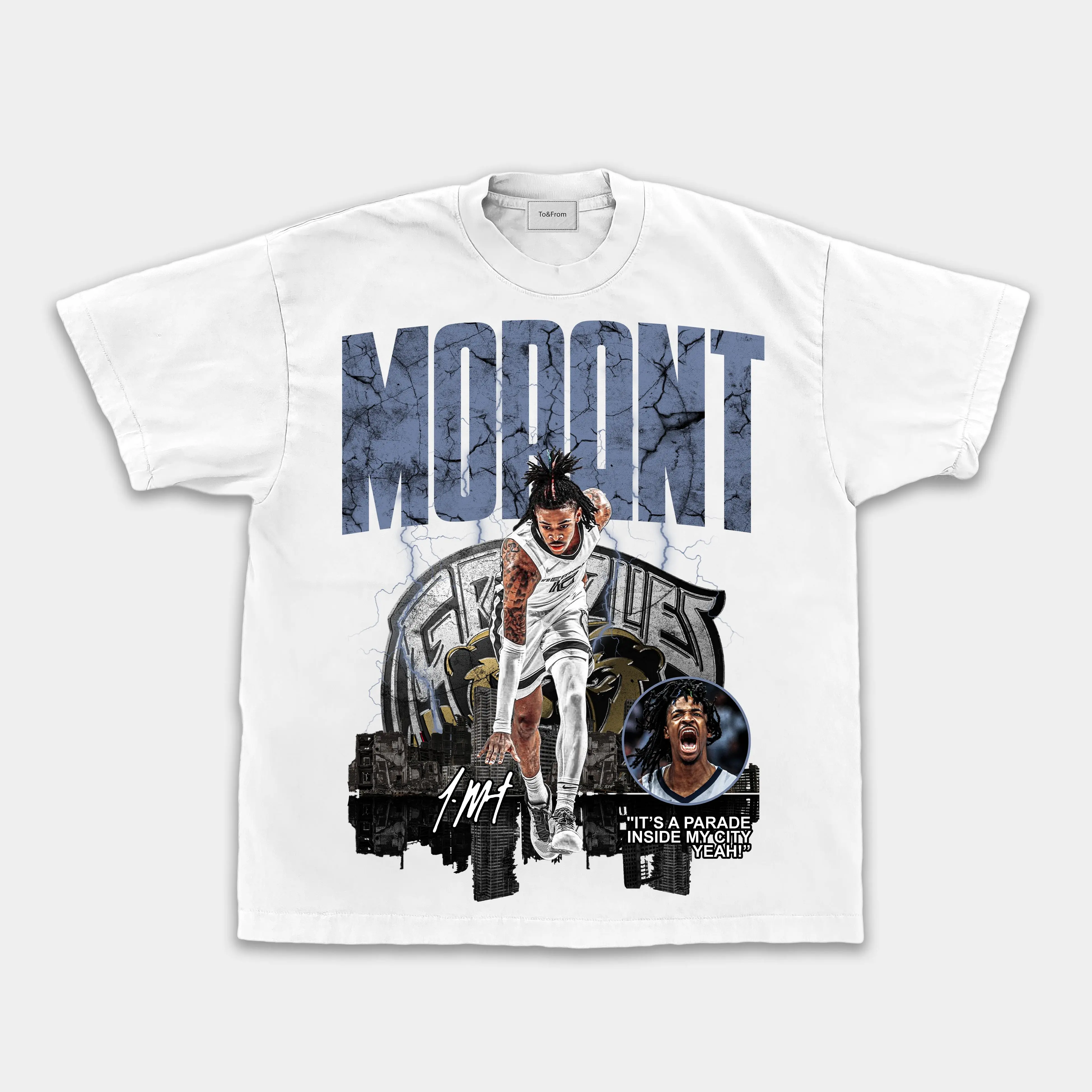 Ja Morant T-shirt Basketball Vintage Graphic Unisex Cotton Black Casual