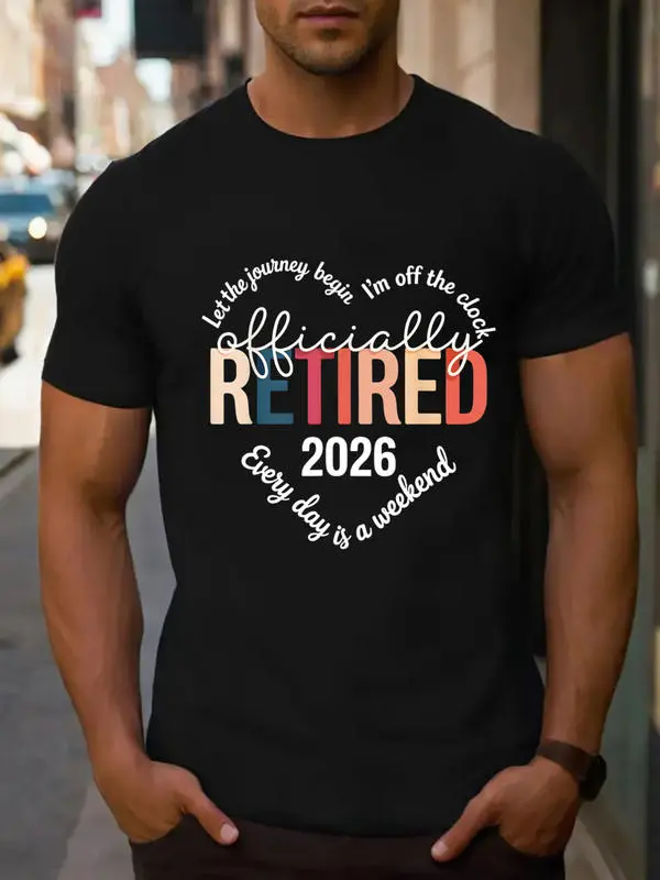 Women' Officially Retired 2026 T-Shirt - Casual Loose Fit Round Neck Slogan Print "Officially Retired" Date 2026 - Themed Outfit & Retirement Gift for - Novelty Collectible Apparel for 2026 Retirement Parties & Events