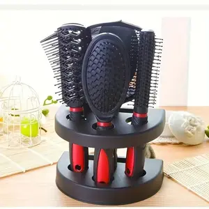 Hairdressing Brush Holder Set, Hair Styling Brush with Mirror, Hairdressing Comb for All Hair Types