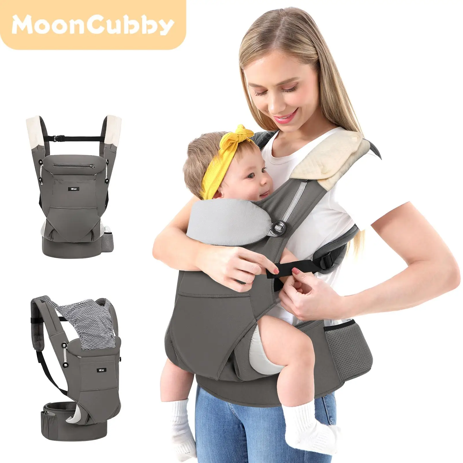All-Position Baby Carrier, Carrier for Newborn to Toddler - Multifunctional Pocket, Ergonomic Design, Comfortable Parenting and Lumbar Support (7-45lb
