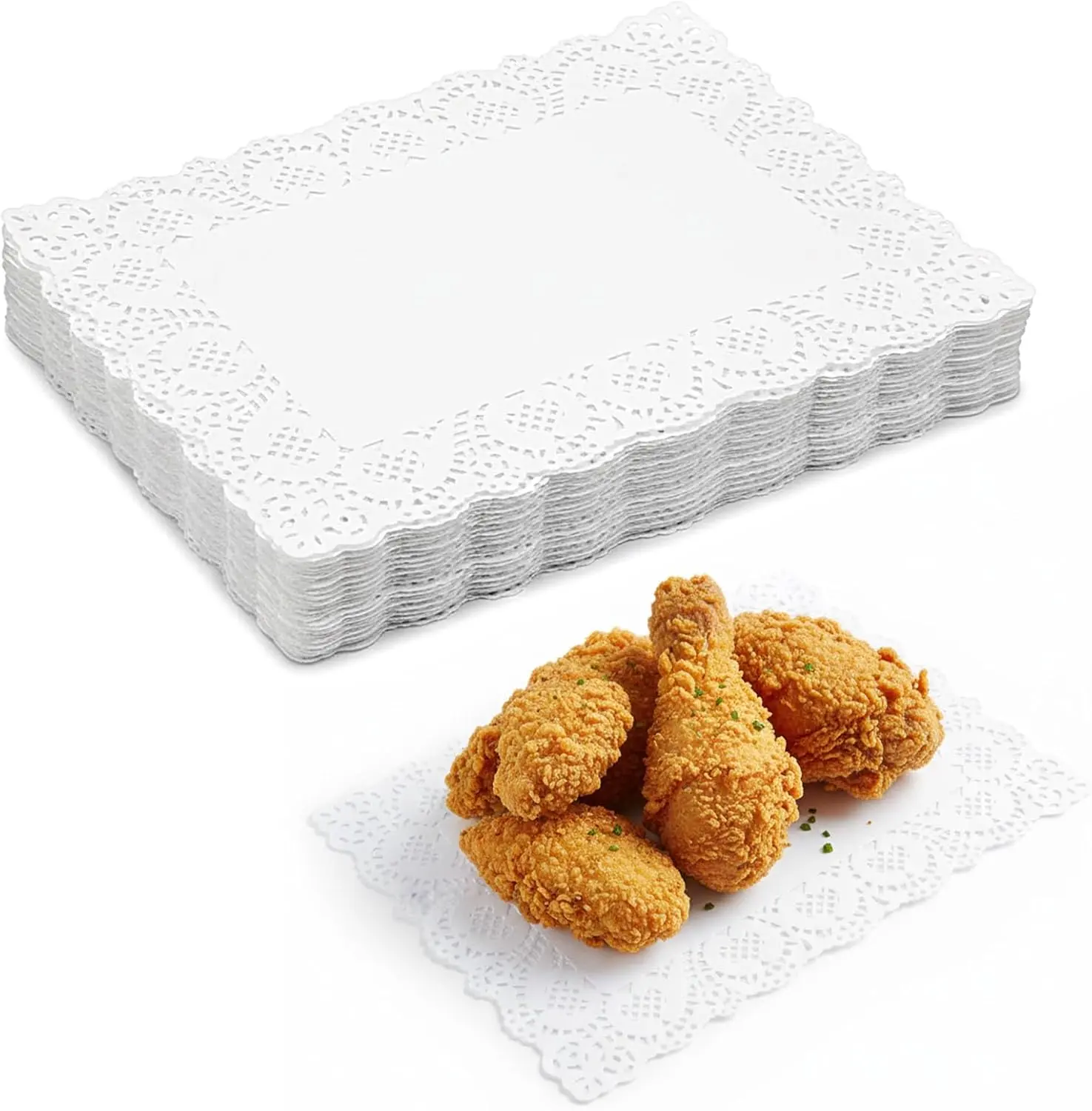 300 Packs 13.78" x 9.84" White Disposable Lace Paper Placemats for Cake Desserts Disposable Table Covers Wedding Tableware Decoration