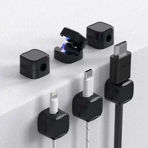 6 Pack Magnetic Cable Clips Cord Holder Under Desk Cable Management AORUICN Adhesive Wire Holder Keeper Organizer for Home Office Desk Phone Car Wall Desktop Nightstand