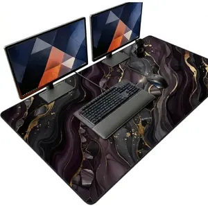 Black  Marble  Pad 48x24in, Luxury Abstract Extended Desk Mat, Non-Slip  Keyboard Pad for Office & Gaming