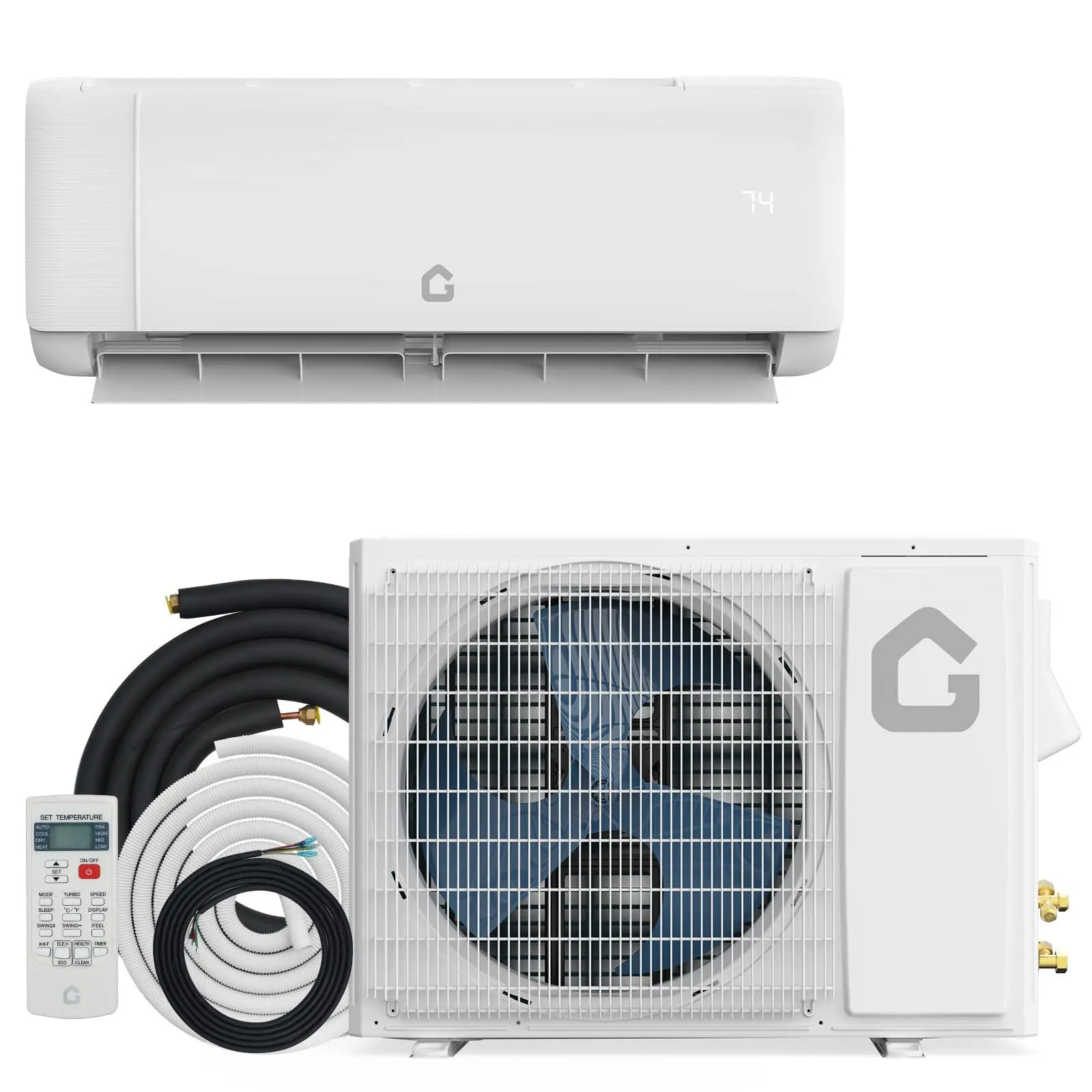 Garvee 9000 BTU Mini Split Air Conditioner,18.5 SEER2 Ductless Inverter AC w/ 230V, Cool Up to 450 Sq. Ft with Heat Pump System, Compatible with Alexa, White