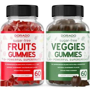 Fruit and Veggies Supplement Bundle - Sugar Free Superfood Super Green Gummies & Fruit Gummies - Natural Vitamin