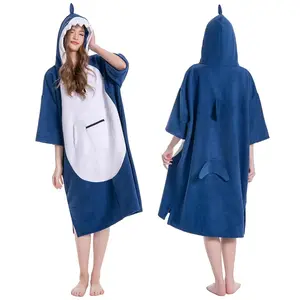OLAOLA Shark Adult Beach Towel Surf Poncho Changing Towel Animal Onesie Swim Cover-Up Quick Dry Microfiber Robe