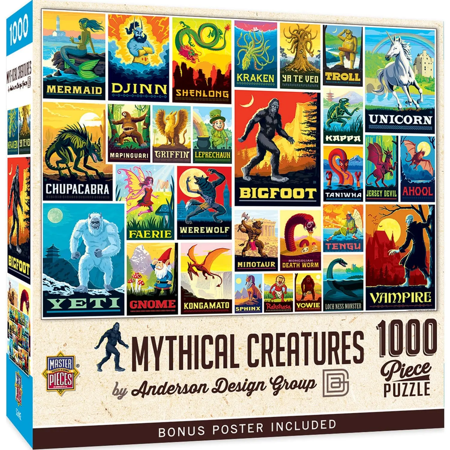 Vintage Posters - Mythical Creatures 1000 Piece Puzzle