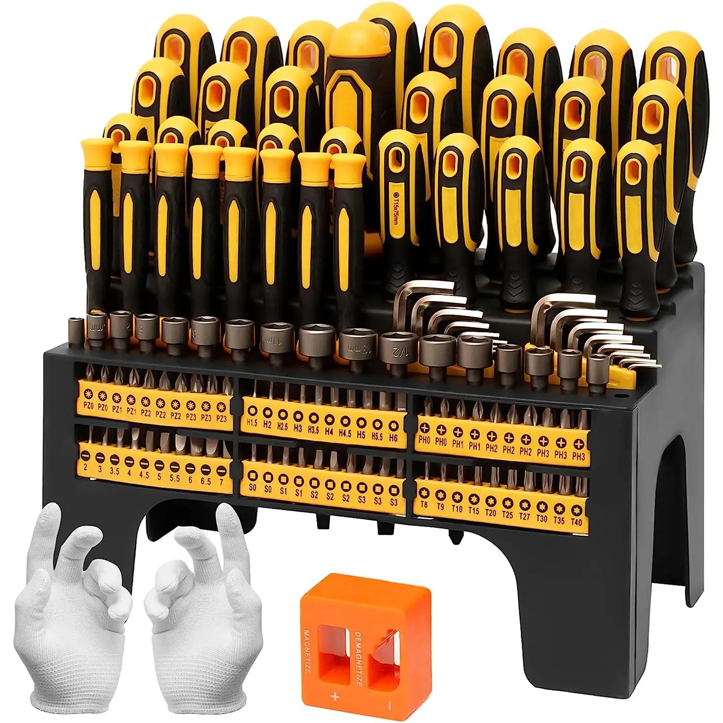 131-Piece Multifunctional Screwdriver Set with Storage Organizer - Industrial Heavy Duty, Precision, Ratcheting, Hex Tools, Magnetic Pickup Hook, DIY Kit, Gift for Mechanics, Workshop Use