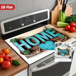 1pc Rustic Home Decor 2D pattern design Measuring, suitable for stoves, induction cooktops, and ceramic hobs, this versatile cover prevents scratches, is easy to clean, heat-resistant, and adds an aesthetically pleasing touch to your kitch