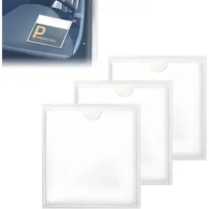 3 count Parking  Holder for  Windshield,Self-Adhesive   and Ticket Holders, Clear Business Card Holder,Universal Windshield Sticker Holders for Parking Permits, Notes, and Tickets