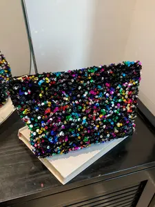 New shiny sequin women's handbag, large capacity zipper travel storage bag, multi-functional portable women's makeup bag, cosmetics storage bag, skincare bag, large capacity toiletry bag, lightweight and portable travel home makeup bag