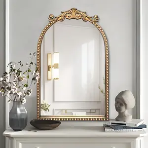 Arendahl Traditional  Arch Mirror, 20" X 30" Baroque Ornate Accent Wall Mirrors Decorative Beaded Frame for Bathroom Sink, Entryway, Bedroom Vanity, Over Mantel Fireplace Wall Decor