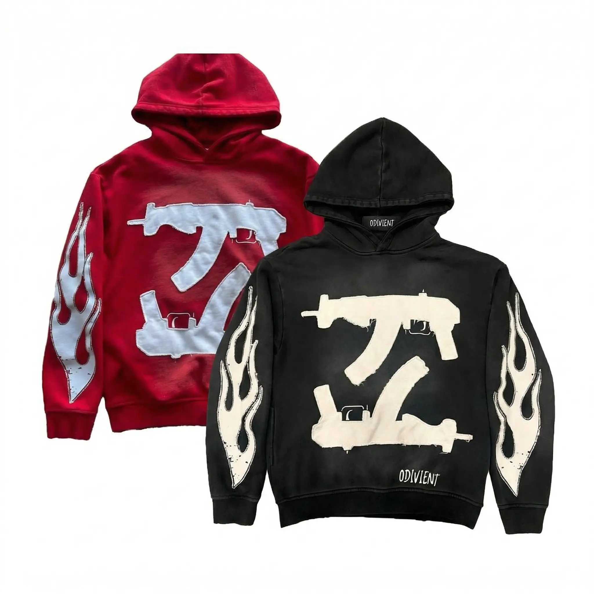 Men's Gothic Hooded Sweatshirt, Casual Black Longsleeves Loose-Fit Streetwear Pullover, Denim Overall Chainsaw Print Top with Joggers Stylish Menswear, Simple, Classic Casual Hooded Sweatshirts Fashion Hoodies, Ripped