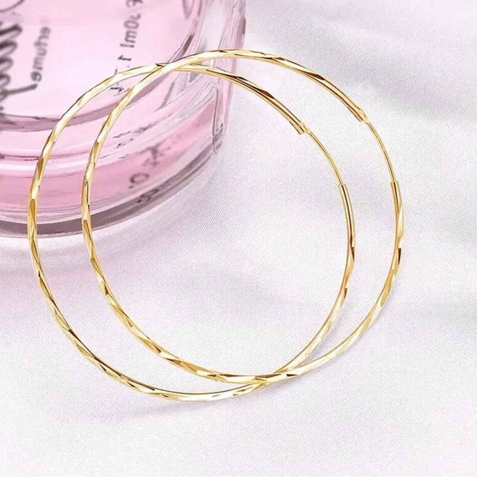 Elegant & Classic Style, 18K Golden Copper Oversize Hoop Studs, Fashion Simply Accessory For Daily Wear & Party non tarnish jewelry