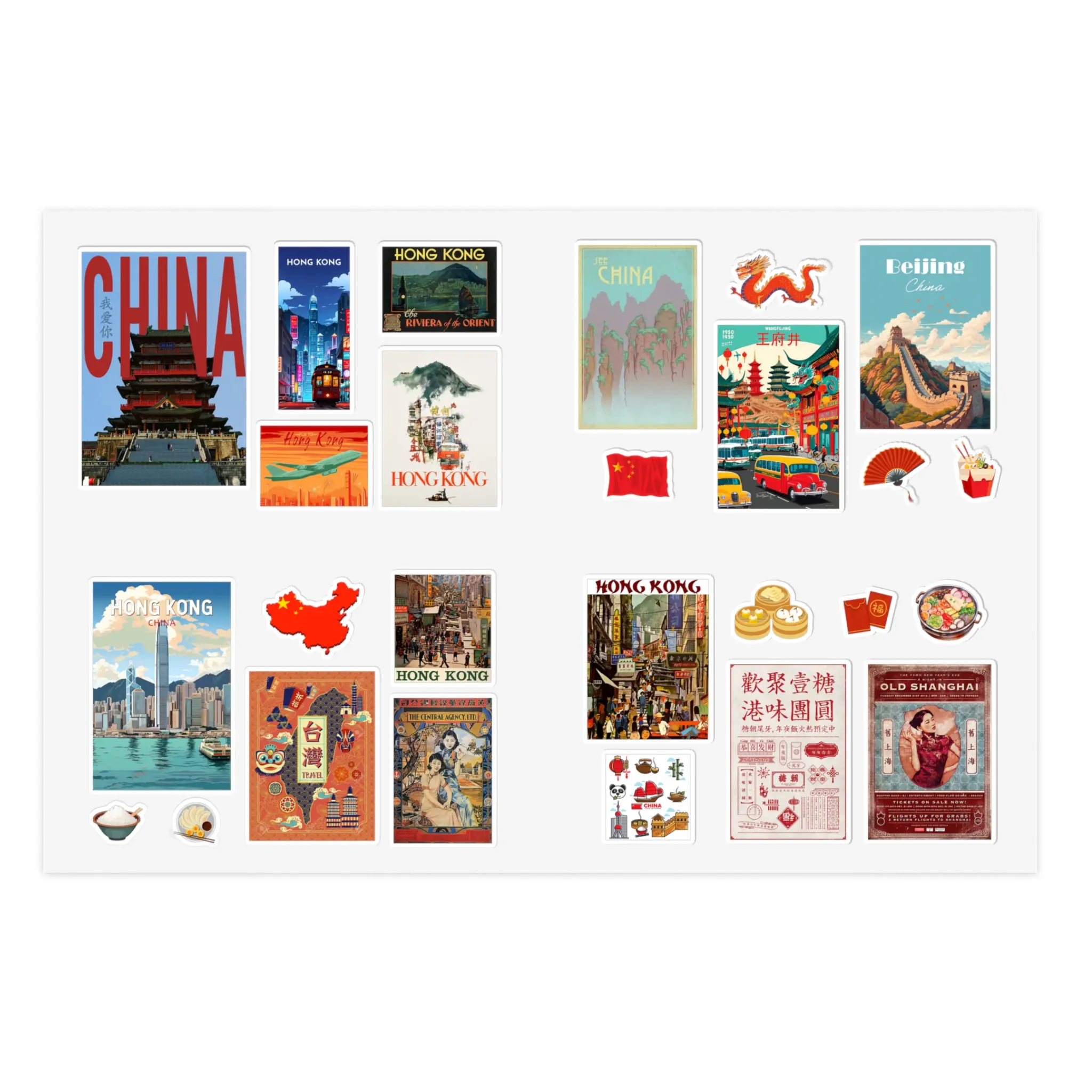 China Travel Destination Sticker Sheets - High-Quality Design for Travel Enthusiasts