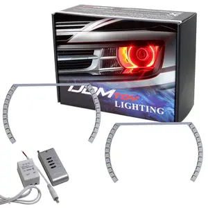 iJDMTOY DTM (_) Style 7-Color RGB LED Angel Eye Halo Rings w/Adjustable Setting, For Chevrolet Camaro, Dodge Challenger, Ford Mustang, etc