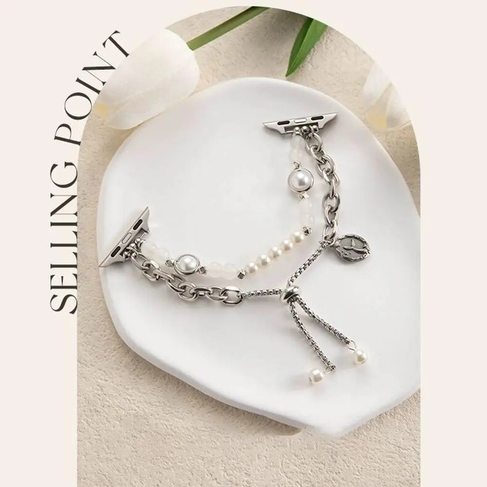 Fashionable Metal Bracelet Wristband Strap for Apple Watch, Silver Color, 40mm-49mm, Women's Jewelry Gift, Compatible with Multiple Models