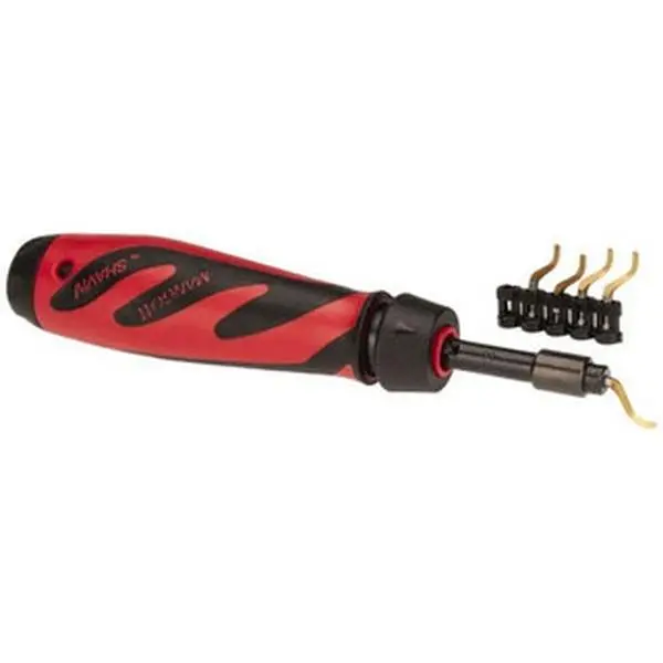 Shaviv 7-Piece Hand Deburring Tool Set, Model 155-00231, B Holder Type, B11P Blade Type, for Flat/Slot Surfaces, Straight Edges, Deburring Tasks, Hole Inner Surfaces