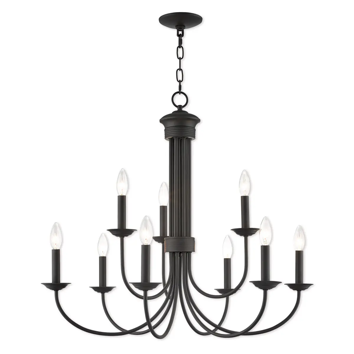 9 Light Bronze Chandelier with Steel base material