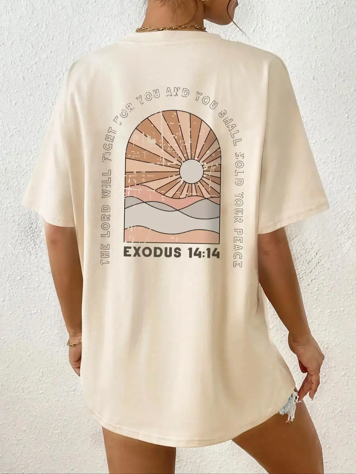 Women's Round Neck Drop Shoulder Graphic Tee, Summer Clothes Women, Casual Half Sleeve Crew Neck T-shirt for Summer, Women's Top for Daily Wear, Women