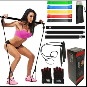 Gym Solutionz Pilates Bar Kit with Resistance Bands – 3 Section Stick