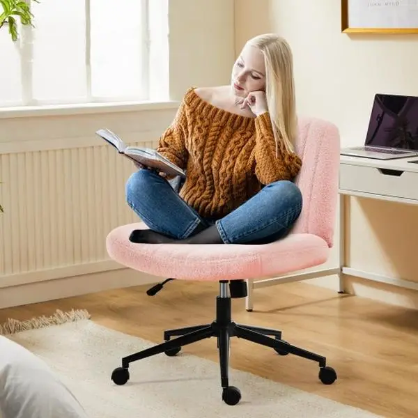 Criss Cross Chair - sweet furniture chair Wide armless table chair with wheels,Adjustable Swivel Vanity Chair adjustable modern 360 rotating vanity,