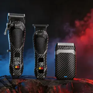 LQT 3-in-1 Carbon Fiber Men's Grooming Kit, Professional Cordless Hair Clipper, T-Blade Trimmer & Electric Foil Shaver, LED Display, Complete Barber Accessories Set, USB Rechargeable, All-In-One Home & Salon Barber Kit, Great Gift for Men outdoorfun