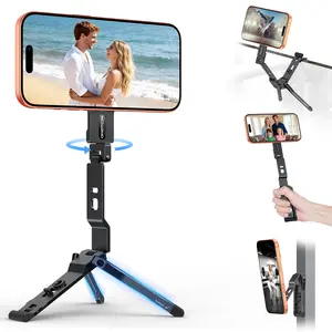 OMOTON TP03 Mini Tripod, Portable Magnetic Phone Mount with 1/4 Screw Hole & Hanging Hook, Smartphone Camera Accessory Stand - Black [Spring Glow Up]