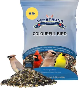 Armstrong Wild Bird Food Colourful Blend, 8 Pounds - with Black Oil Sunflower, Peanuts, Safflower, Nyjer, Berries and Raisins for Finches, Mourning Doves and Chickadees for Outside Feeders