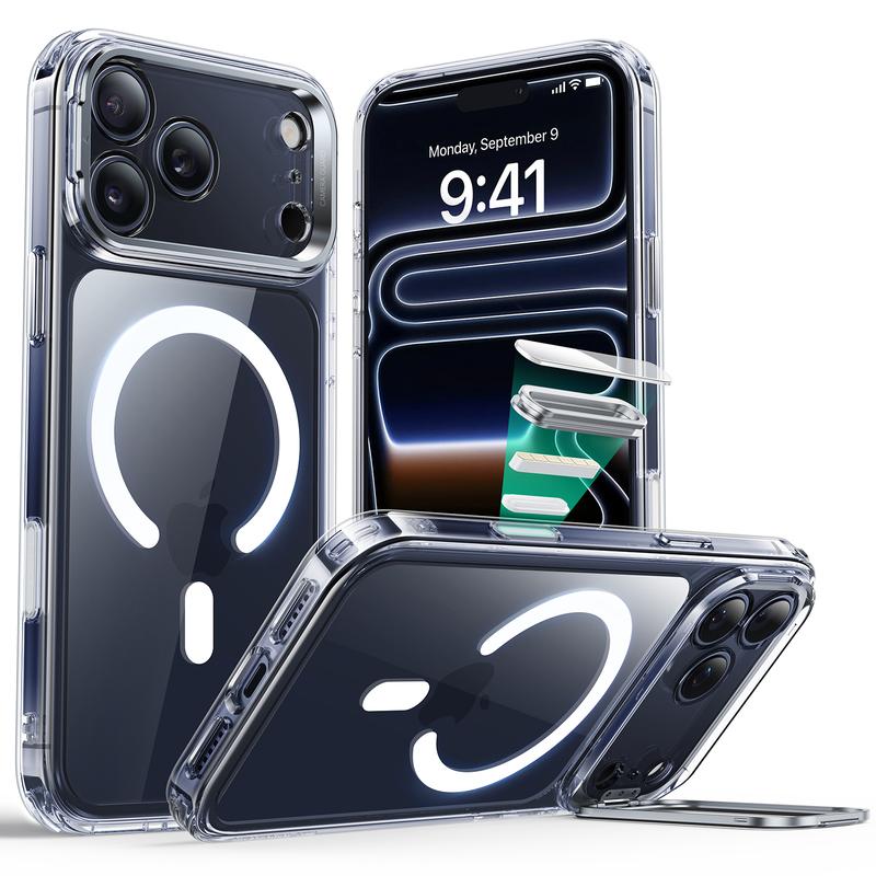 ESR Classic Series iPhone 17 Pro Max/Pro/Air Case with MagSafe Compatibility Built-in Camera Ring Stand Military-Grade Protection Durable Zinc Alloy Casing Shockproof & Scratch-Resistant Cover - Magnetic