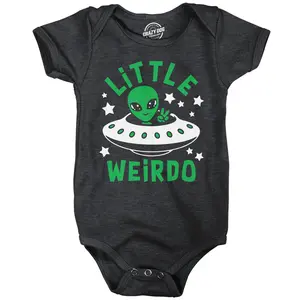 Little Weirdo Baby Bodysuit Funny Sarcastic Alien UFO Graphic Novelty Jumper For Infants Funny Baby Onesies Funny Space Onesie Novelty Onesie Black -