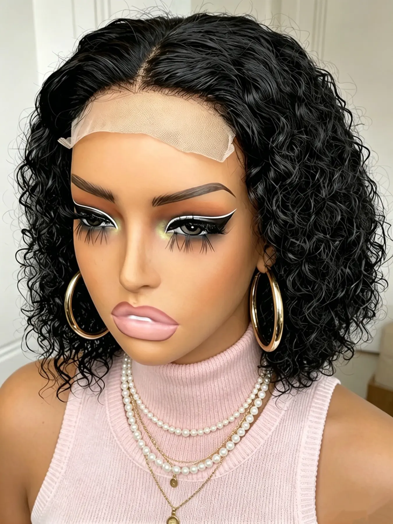 Pixie Wig 4x4 Lace Short Curly Wave Bob Human Hair Wig for Women, Daily Party Cosplay Gift Use, Natural Look & Comfortable Fit, Curly Closure Wig, Curly Wave Wigs