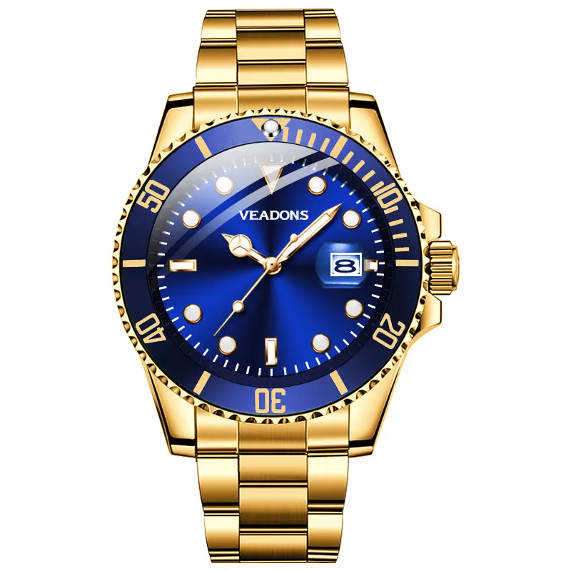 【dealsforyoudays】Veadons Men's Luxury Dress Watch, Green Dial, 40mm Stainless Steel Strap, Rotating Quartz Analog, Waterproof Luminous Large Dial Boss Wristwatch summer business trendy choice waterproof luminous men