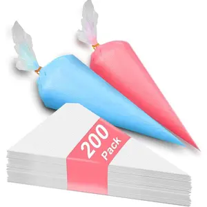 200 count Disposable Icing Piping Bags - 12 Inch Pastry Bag Frosting Bags for Cake Cookies Baking Decorating - Plastic Tipless Piping Bags