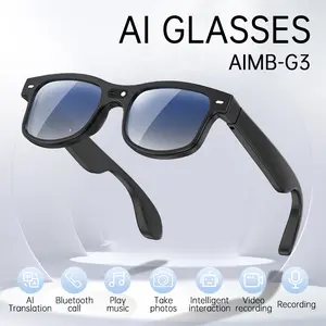 AI Smart Glasses with Camera, 1200P HD Video & Photo Capture, Real-Time Translation, Recording Glasses with AI Assistant, Open-Ear Audio, Object Recognition, Bluetooth, for Travel (Transparent Lens) Wearable