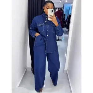 2PiecesSetSexySpringAutumnFashionWomenSet2025SolidColorLongSleeveDenimTopsAndJeansSuitMatchingSetsOutfit