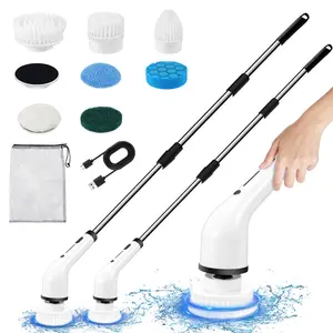 Electric Spin Scrubber, Cordless Shower Scrubber, Cleaning Brush, with  Replaceable Brush Heads and  Adjustable Extension Handle, 2 Adjustable Speeds for Bathroom, Kitchen, Tub, Tile, Floor, Toilet, Household Cleaning Supplies Kitchen Accessories