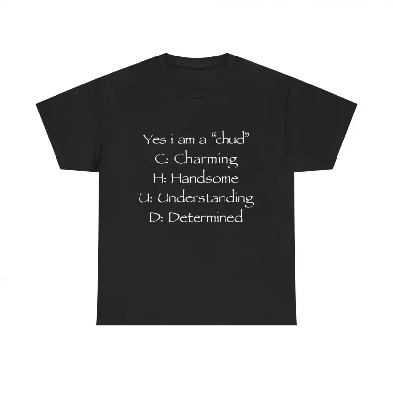 Men's Classic Graphic T-Shirt, Heavyweight 100% Cotton, "Yes I Am A Chud" Meme Print, Breathable Shortsleeve Menswear, Breathable Fabric