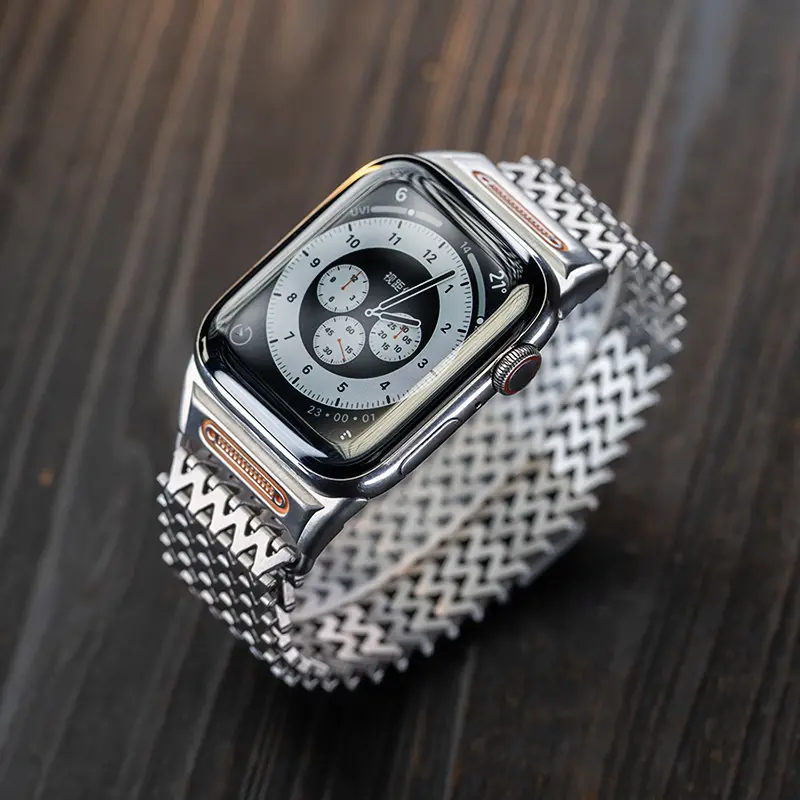 Premium 316L Stainless Steel W-Shape Metal Chain Link Watch Band, Luxury Replacement for iWatch Series 12-1, Ultra 4/3/2/1, 49/46/45/44mm Wearable Accessories for Men/Women