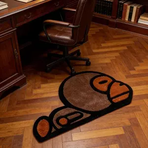 Vintage Cartoon Animal Plush Rug, Street Style Gaming Room Bedroom Decor, Cute Monkey Mat, Soft Comfortable Carpet for Living Room, Animal Print Rug, Animal Printed Rug