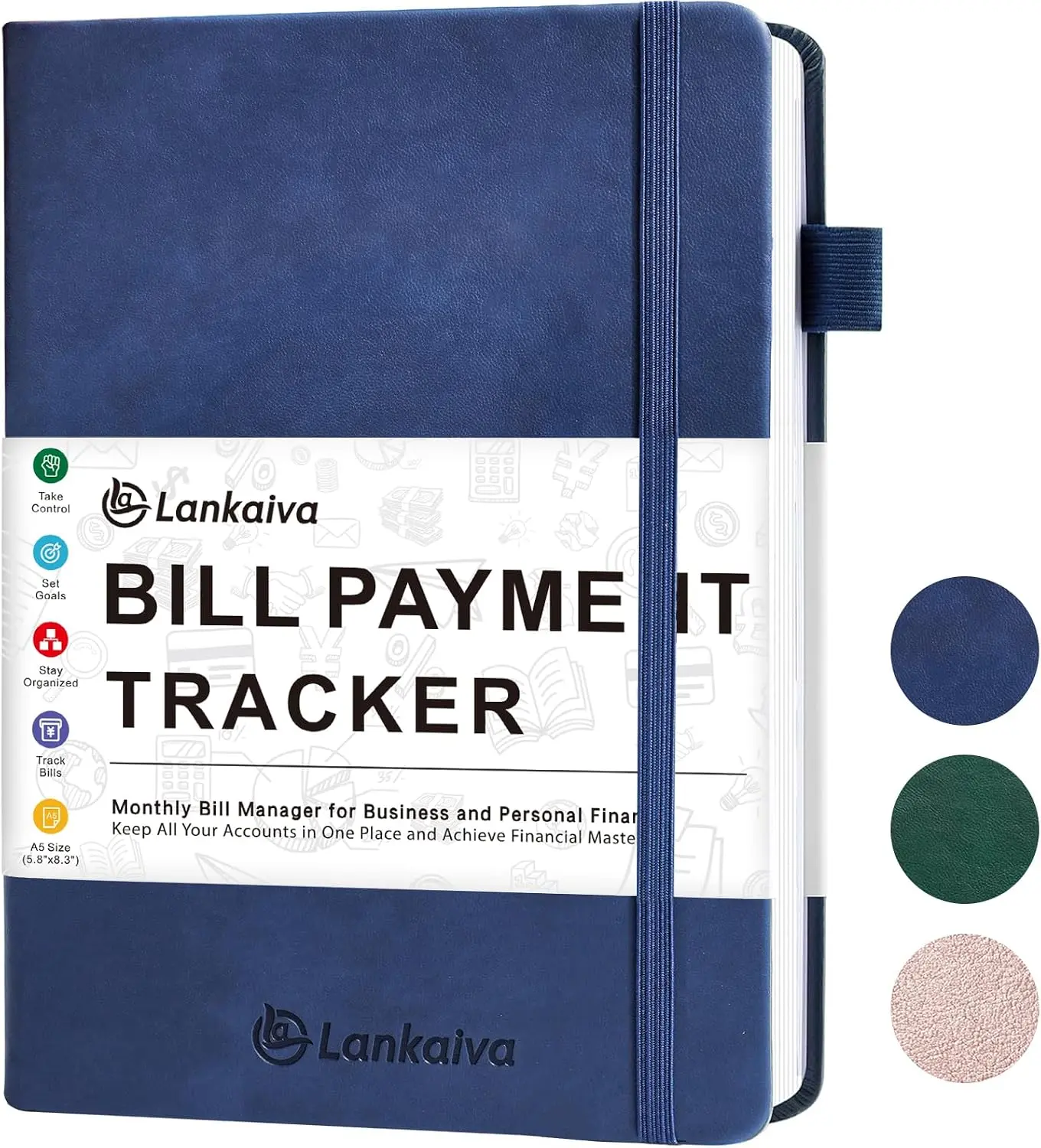 Bill Tracker Notebook - Budget Planner and Monthly Bill Organizer for Expense Tracker Notebook with 2280 Billing Records- Bill Payment Tracker with Checklist for Monthly Payments and Savings, Blue