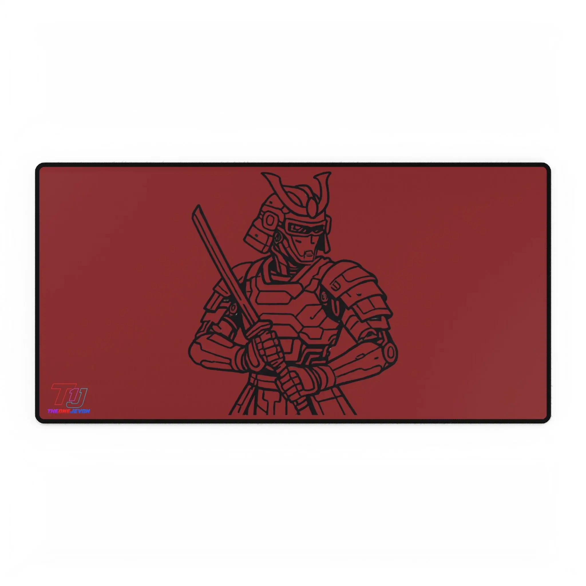 Samurai Red Desk Mat — Large Gaming/Work Desk Pad with Armor Illustration
