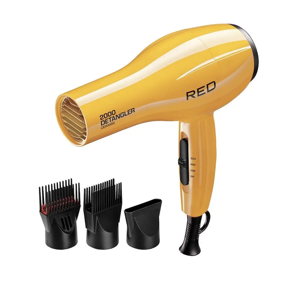 RED by KISS 2000 Ceramic Detangler Hair Dryer 3 Styling Attachments RED by KISS 2000 Ceramic Detangler Hair Dryer 3 Styling Attachments