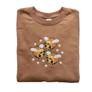 [FLASH SALE] Embroidered Bee Sweatshirt, Pixel Art Bumblebee, Retro Gamer Hoodie, Save The Bees Crewneck, 8bit Insect Shirt, Cottagecore Aesthetic