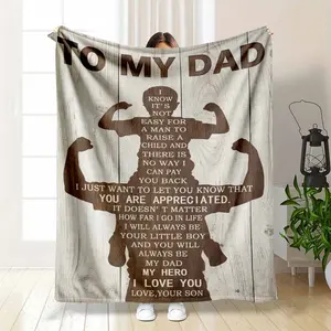 To My Dad Flannel Blanket Inspirational Lettering Print UltraSoft Lightweight Throw Cozy Bedding Gift Father's Day Birthday Living Room Sofa Keepsake Warm Nap Home Decor summerwins Summervibes, dealsforyou, midyearsale, restock, dealsforyoudays, DFYD